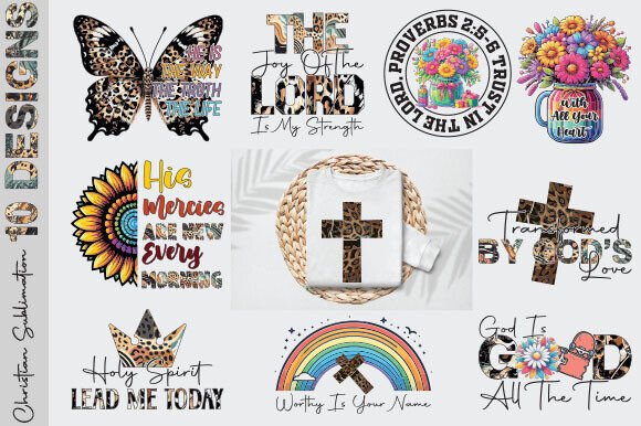 10 Christian PNG Bundle, Motivational T-Shirt Designs