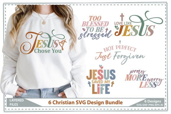 6 Christian SVG Design Bundle for T-Shirt Designs