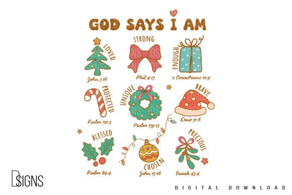 Christmas Christian Jesus God Says I Am T-Shirt Designs