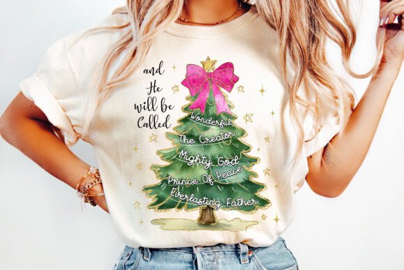 Coquette Jesus Christmas Tree PNG for T-Shirt Designs