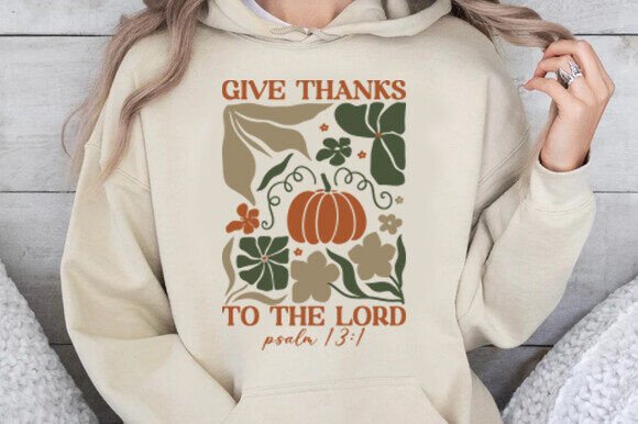 Give Thanks to the Lord Floral Christian T-Shirt Designs
